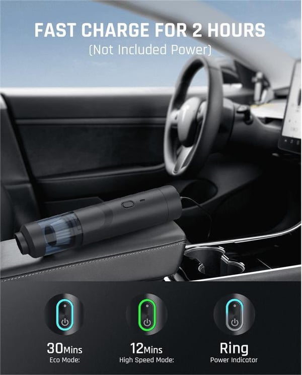 ShineLux Auto™️ V8 Mate Cordless Car Vacuum High Power 13000Pa/30AW White